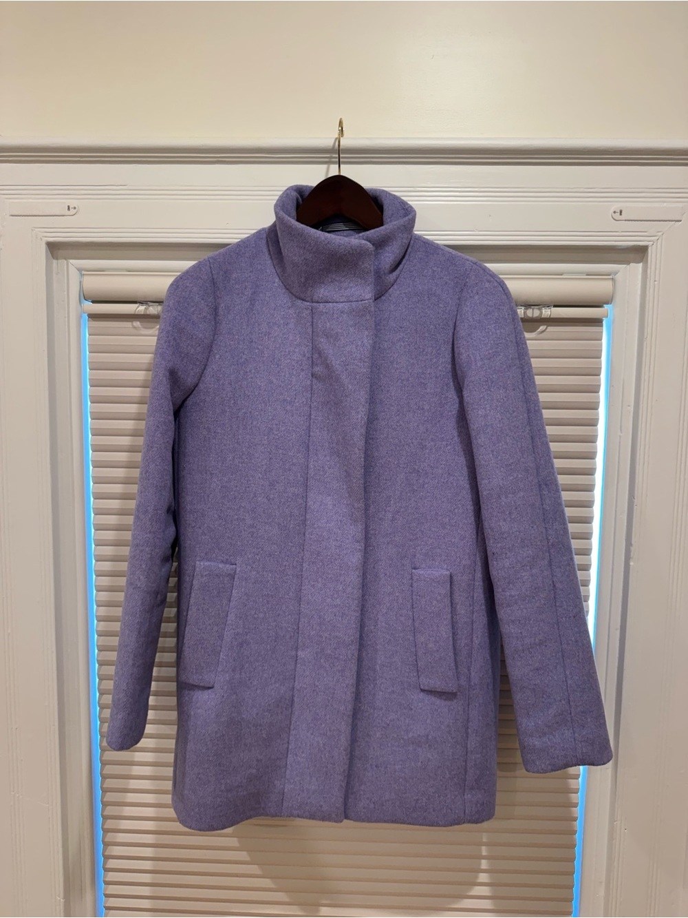 J. Crew Factory Cocoon Hyacinth Lilac Coat: Size 2 - Picture 2 of 5